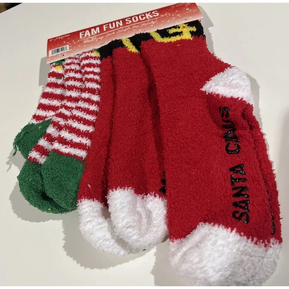 4 Christmas fun Socks matching set for family santa &Elf